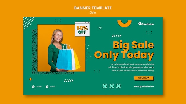 Gratis PSD sjabloon voor online verkoop horizontale banner