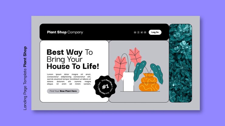 Gratis PSD sjabloon voor plantenwinkel in plat ontwerp