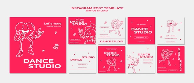 Gratis PSD sjabloon voor plat ontwerp dansstudio