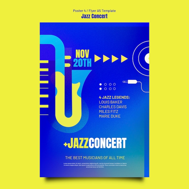 Sjabloon voor poster met gradiënt jazzconcert