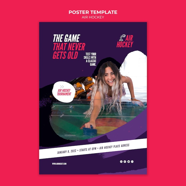 Gratis PSD sjabloon voor poster voor airhockey-entertainment