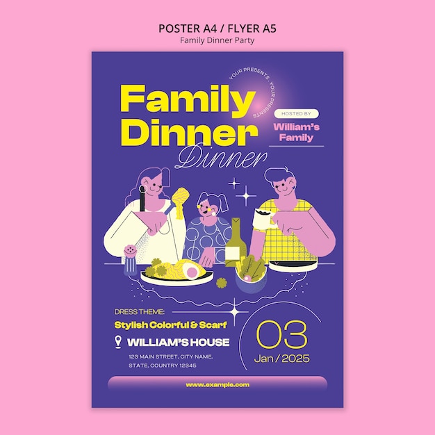 Gratis PSD sjabloon voor poster voor familiediner