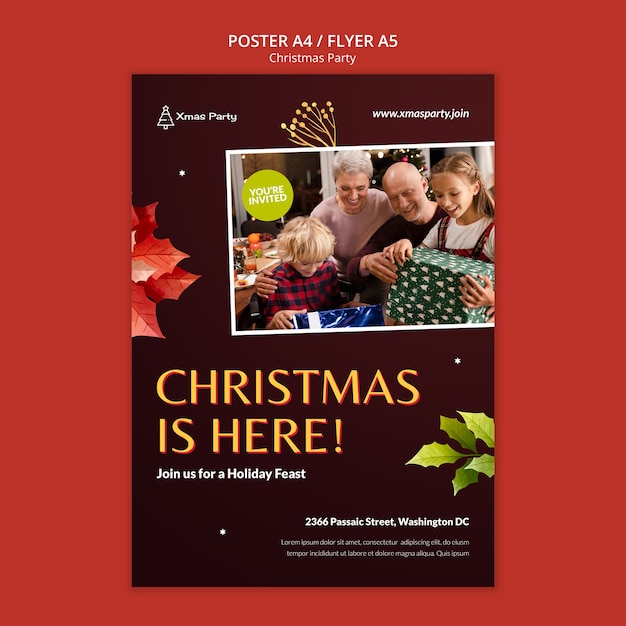 Gratis PSD sjabloon voor poster voor kerstviering