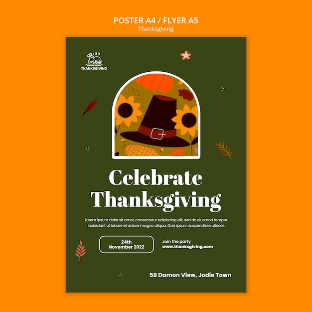 Gratis PSD sjabloon voor poster voor thanksgiving-viering