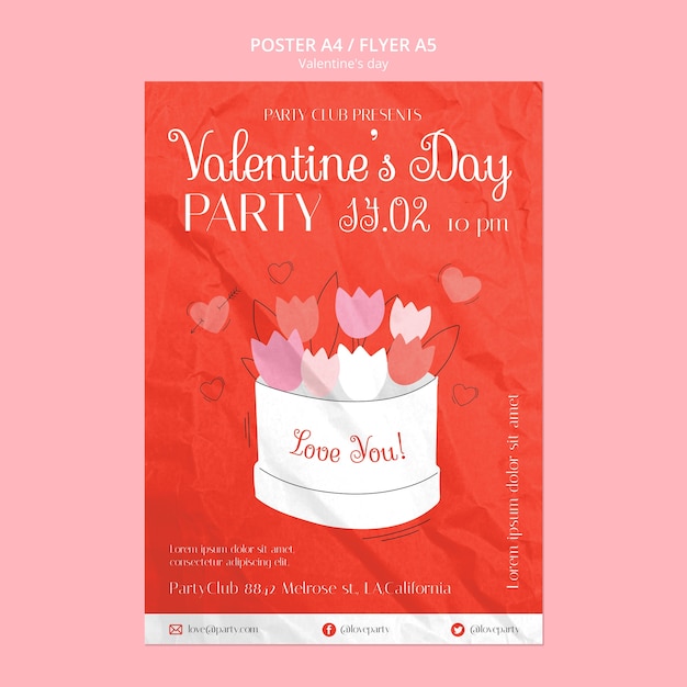 Gratis PSD sjabloon voor poster voor valentijnsdagviering