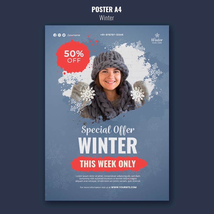 Gratis PSD sjabloon voor posterontwerp voor de winter