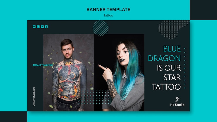Gratis PSD sjabloon voor professionele tattoo inkt spandoek