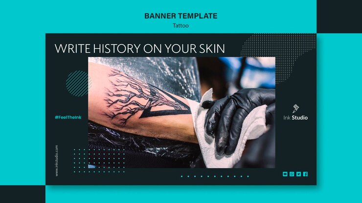 Gratis PSD sjabloon voor professionele tattoo studio-spandoek