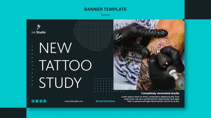Gratis PSD sjabloon voor professionele tattoo studio-spandoek