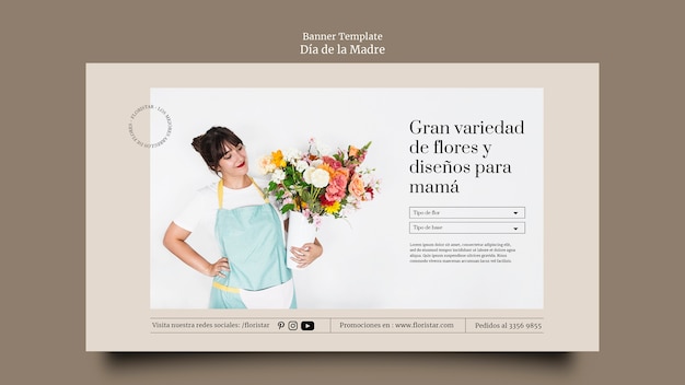 Gratis PSD sjabloon voor realistische dia de la madre-banner