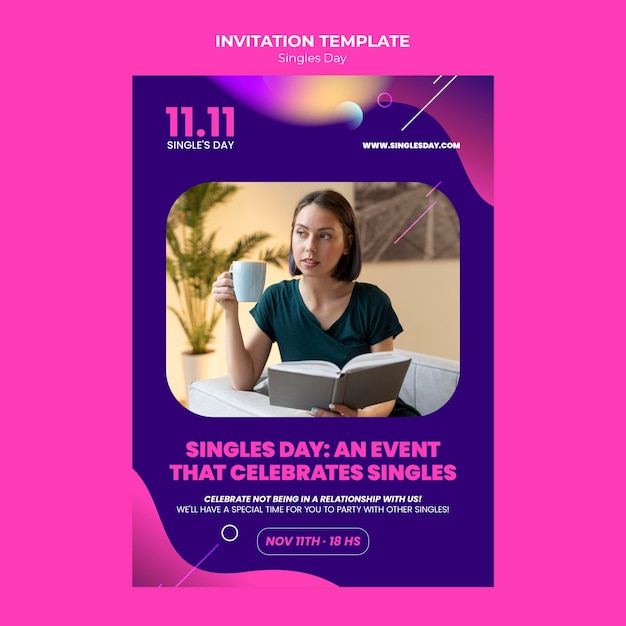 Gratis PSD sjabloon voor singles dag 11.11 verkoopuitnodiging