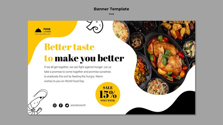 Gratis PSD sjabloon voor smakelijk eten horizontale banner