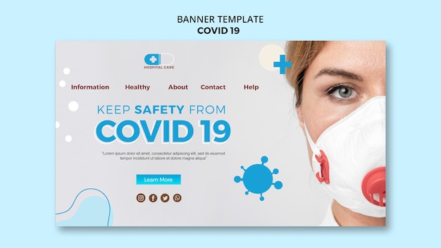 Gratis PSD sjabloon voor spandoek covid19 concept