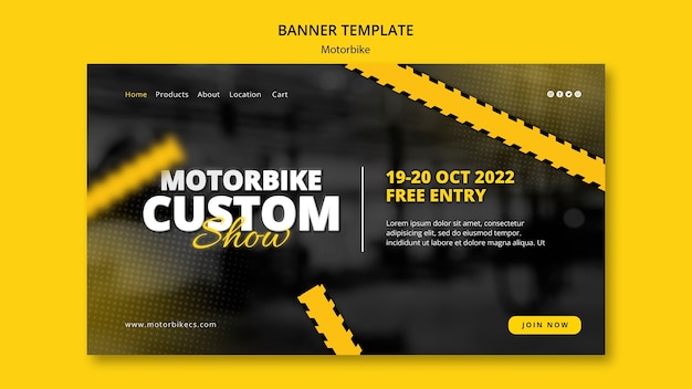 Gratis PSD sjabloon voor spandoek extreme sport motor