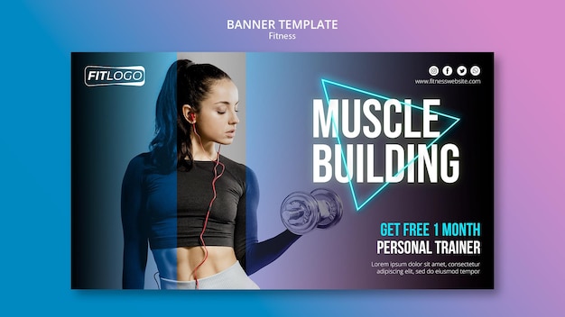 Gratis PSD sjabloon voor spandoek fitnesstrainer