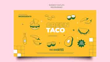 Gratis PSD sjabloon voor spandoek groen taco restaurant