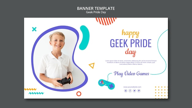 Gratis PSD sjabloon voor spandoek happy geek pride day