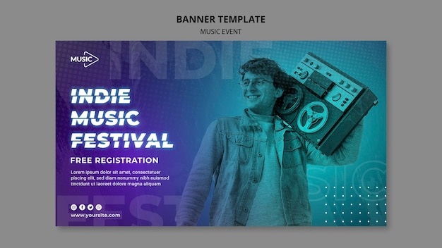 Gratis PSD sjabloon voor spandoek indie muziekfestival