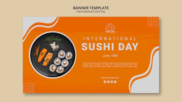 Sjabloon voor spandoek internationale sushi-dag