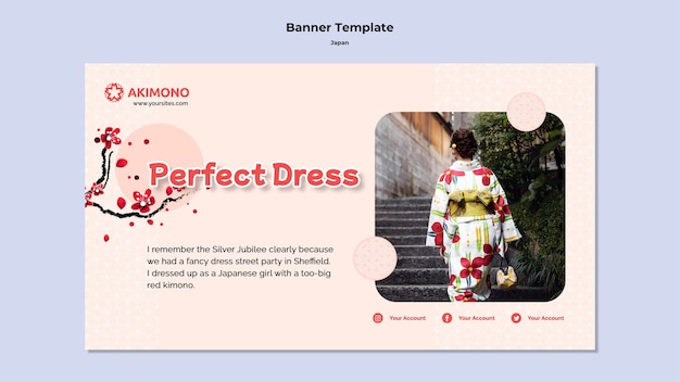 Gratis PSD sjabloon voor spandoek japanse jurk