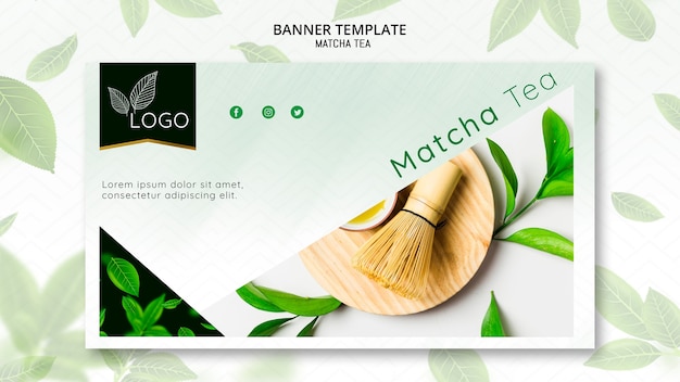 Gratis PSD sjabloon voor spandoek met matcha thee