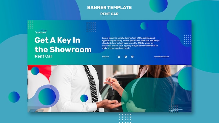 Gratis PSD sjabloon voor spandoek met platte ontwerp autoverhuur
