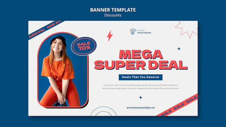 Gratis PSD sjabloon voor spandoek met platte ontwerpkorting