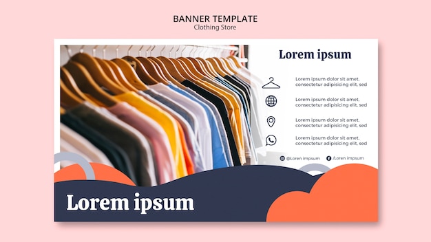 Gratis PSD sjabloon voor spandoek met shirts op hangers