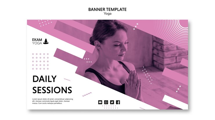 Gratis PSD sjabloon voor spandoek met yoga thema