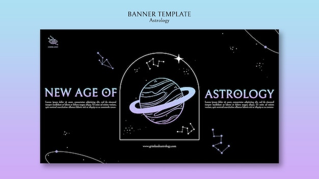 Gratis PSD sjabloon voor spandoek plat ontwerp voor astrologie