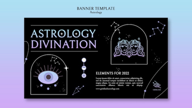 Gratis PSD sjabloon voor spandoek plat ontwerp voor astrologie