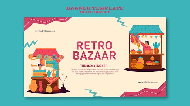 Gratis PSD sjabloon voor spandoek retro bazaar