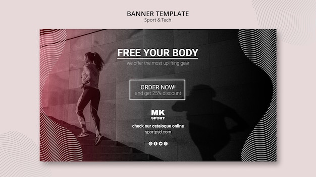 Gratis PSD sjabloon voor spandoek sport & tech