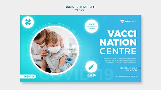 Gratis PSD sjabloon voor spandoek vaccinatiecentrum