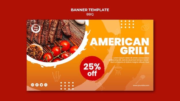 Gratis PSD sjabloon voor spandoek van amerikaanse bbq en grill huis