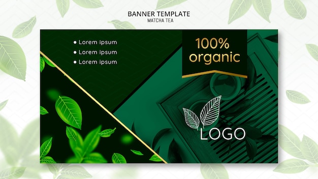 Gratis PSD sjabloon voor spandoek van biologische matcha-thee