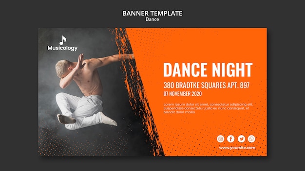 Gratis PSD sjabloon voor spandoek van dance party musicologie