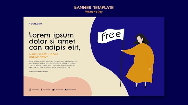 Gratis PSD sjabloon voor spandoek van de dag van de vrouw