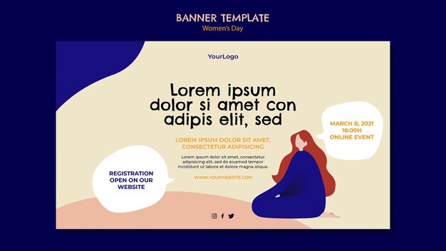 Sjabloon voor spandoek van de dag van de vrouw