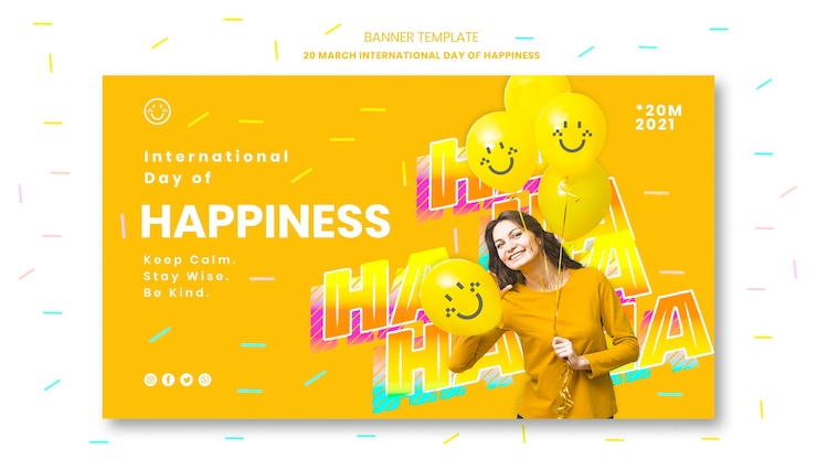 Gratis PSD sjabloon voor spandoek van de dag van geluk