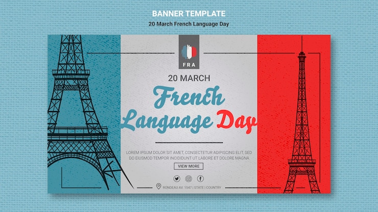 Gratis PSD sjabloon voor spandoek van de franse taal dag