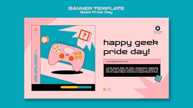 Gratis PSD sjabloon voor spandoek van de geek pride-dag