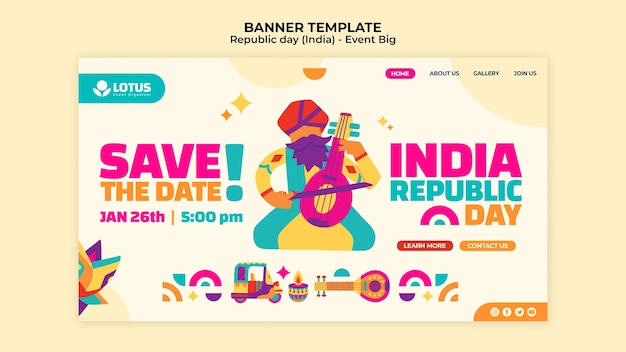 Gratis PSD sjabloon voor spandoek van de republiek india