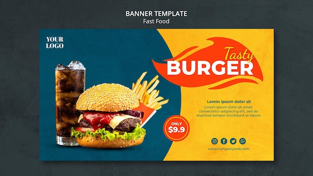 Gratis PSD sjabloon voor spandoek van fast food advertentie