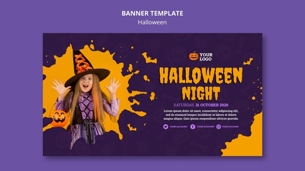 Sjabloon voor spandoek van Halloween-feest