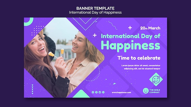 Gratis PSD sjabloon voor spandoek van internationale dag van geluk