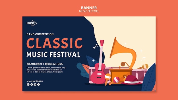 Gratis PSD sjabloon voor spandoek van klassieke muziekfestival