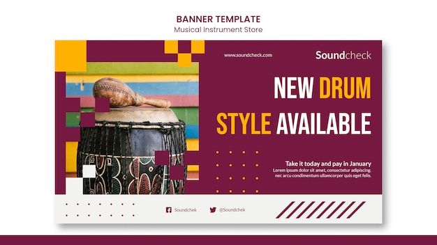 Gratis PSD sjabloon voor spandoek van muziekinstrument concept