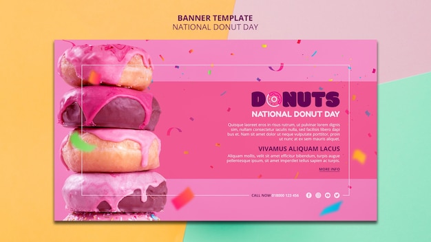 Gratis PSD sjabloon voor spandoek van nationale donut dag