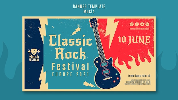 Sjabloon voor spandoek van rockmuziekfestival